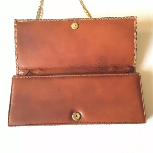70s Christian Dior Brown Genuine Snakeskin Handbag - Picture 6 of 8